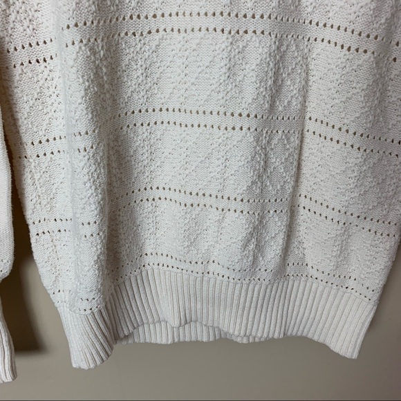 [Loft] White Cottage Core Cut Out Detail Long Sleeve Sweater - Picture 3 of 9